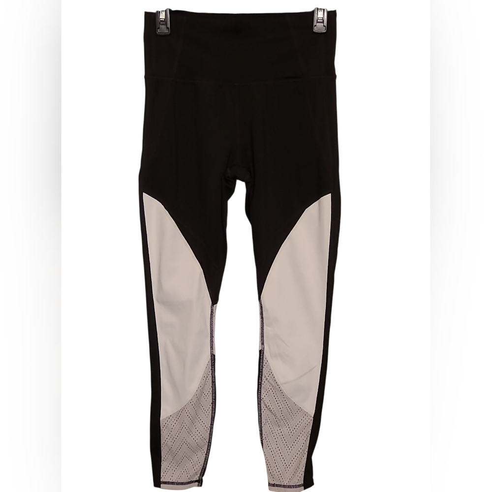 ATHLETA| BLACK LEGGINGS SIZE SMALL WITH WHITE ACCENTS